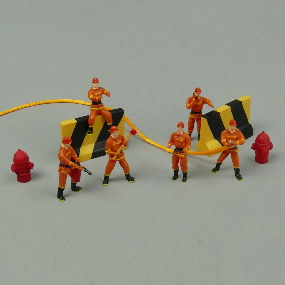 1:50 Mõõtkavas Mudel, Oranž Tuletõrjujad Nukk Sinine Insener Töötaja Arvandmete Kogumine Vaik Kõrgus 4CM 6 Inimest Tulekustuti