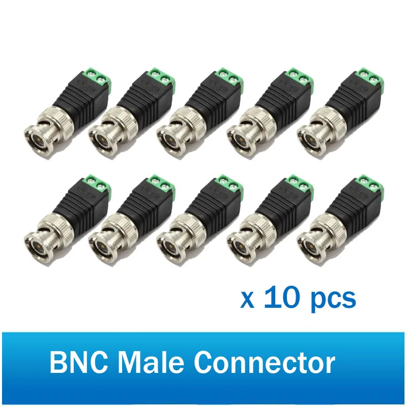 10tk Mees Metallist BNC Pesa DC Connector Pistik kruviklemm UTP Video Balun jaoks CCTV Järelevalve Kaamera CCTV süsteem