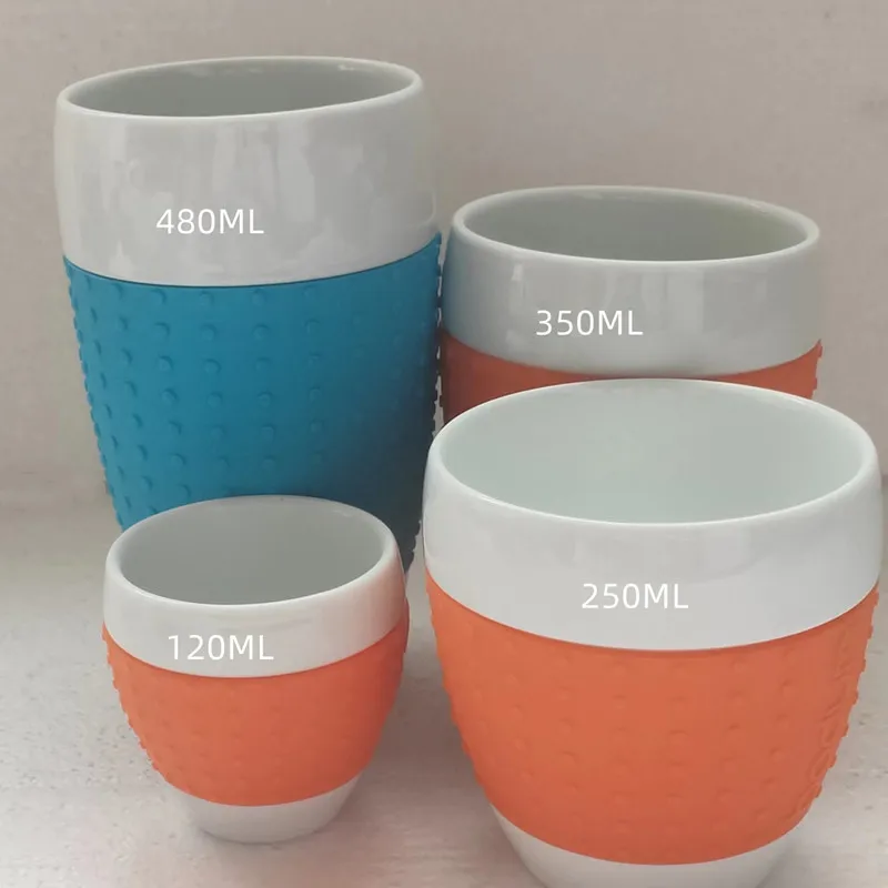 120ML -480ML Keraamilised tassid loominguline kohvi tassi ja armas kruusid räni varrukas
