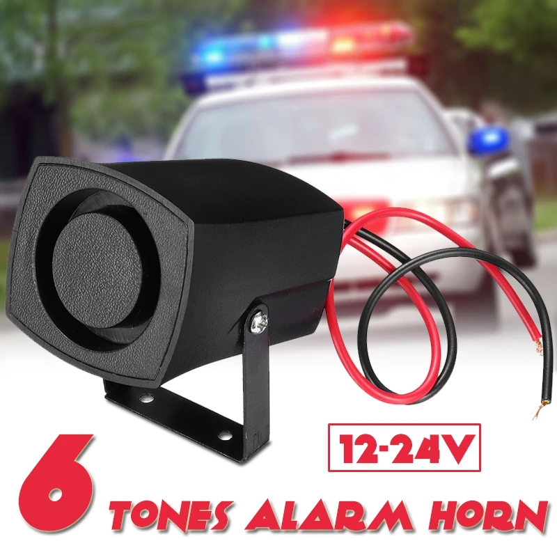 12V/24V Auto Politseinikud Käivitub Alarm Horn 6 Toonid Hoiatus Sireen Piipar Summeri Auto Alarm Auto Tarvikud