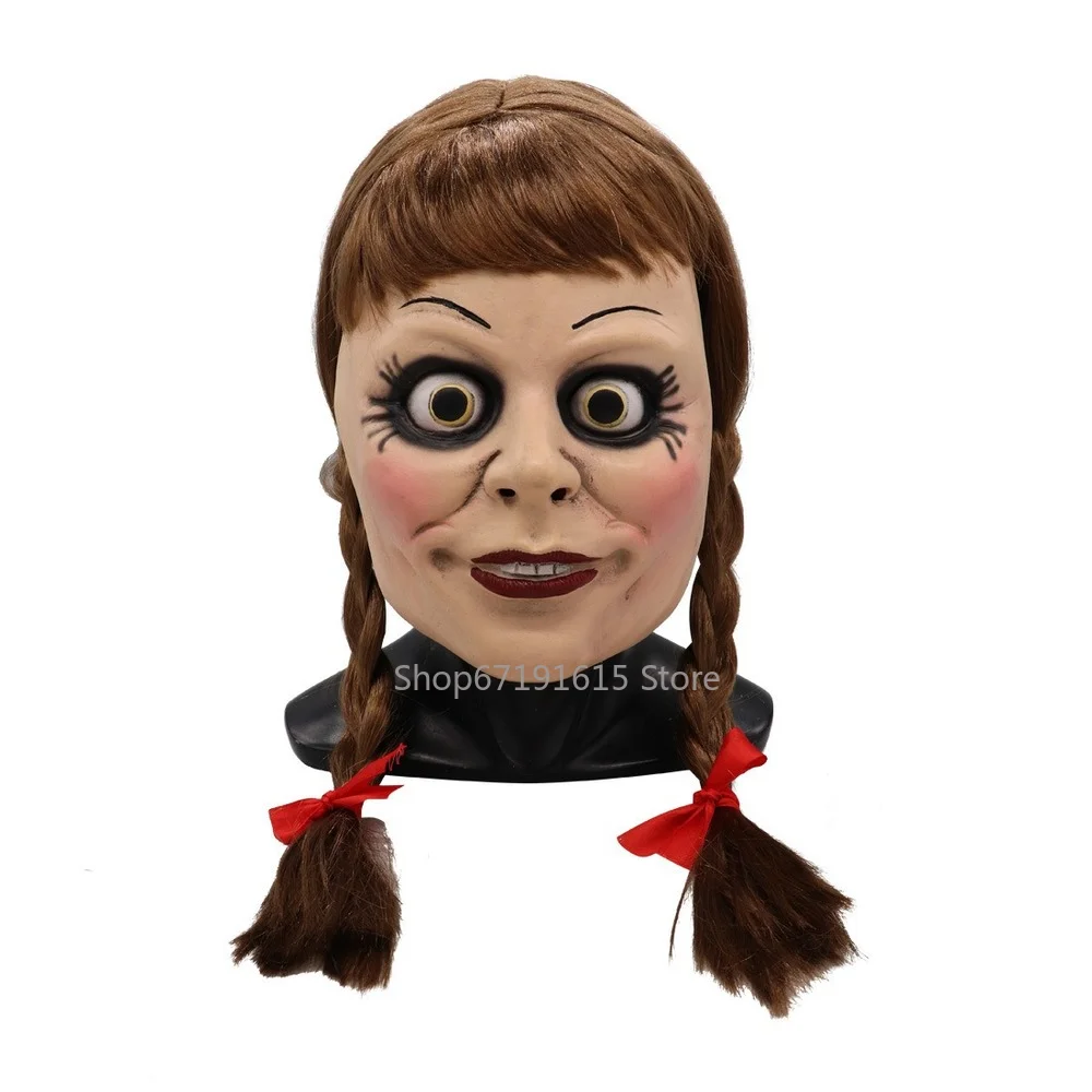 2021 Vigur Annabelle Mask Lateksist Cosplay Halloween Scary Movie Täiskasvanu Mask Parukas Rekvisiidid Karneval Maskeraad Jõulud Kingitus