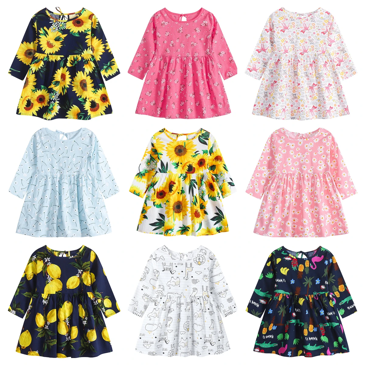2022 Kevad Sügis 0-6T Tüdrukute Pikad Varrukad Flower Print Kleidid Lapsed ClothesPrincess Kleit Lastele Pool Kleit Kleit Võistlused