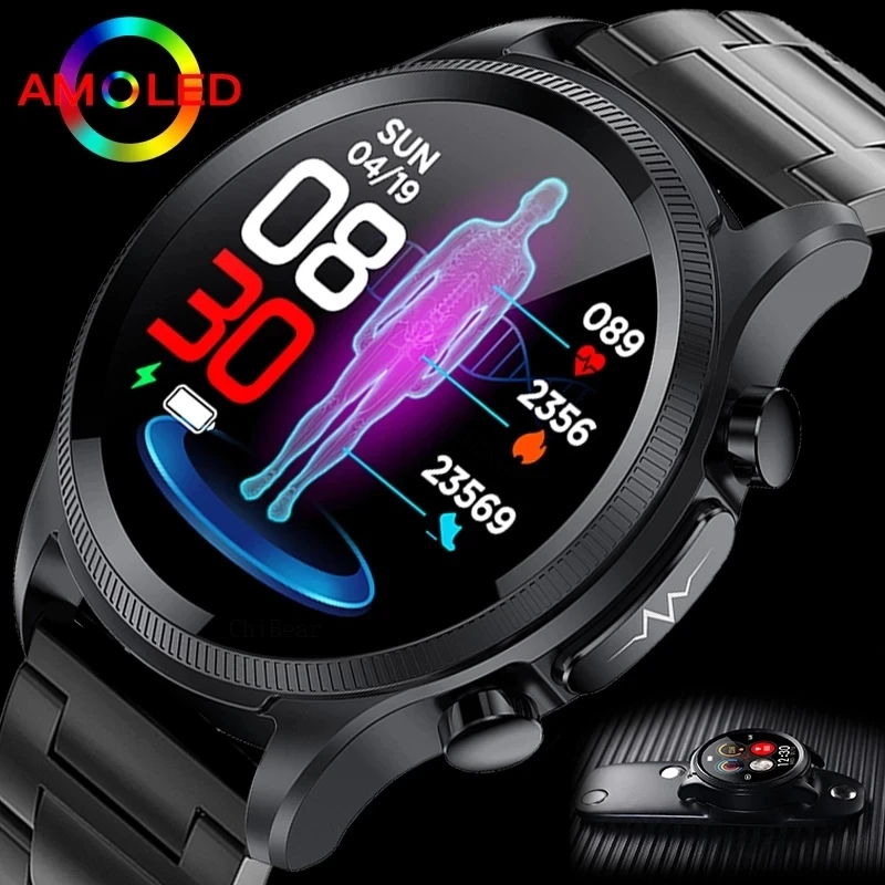 2022 Uus EKG+PPG Smart Watch Mehed AMOLED 360*360 HD Suurel Ekraanil veresuhkru Tervise vaata Mees Naiste Smartwatch GPS Sport Pala