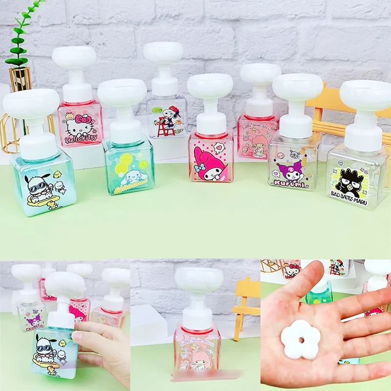 250Ml Kawaii Lill Vaht Pump Pudel Hello Kitty Kuromi Xo Cartoon Alam-Villimist Korduvtäidetavaid Puhastite Seepi, Šampooni Pudelit Vahtu