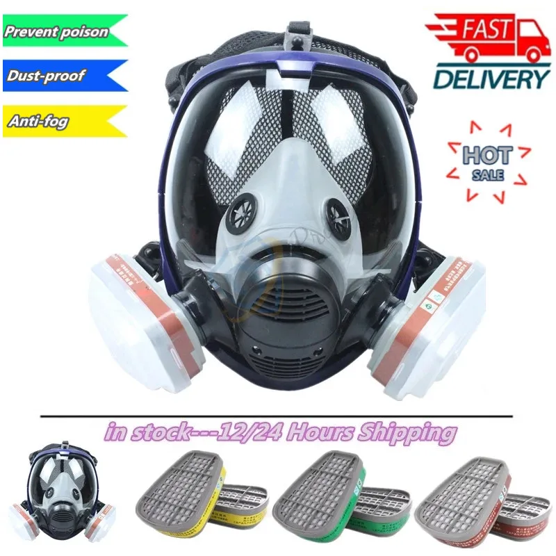 6800 Tolmu/Gaasi Mask Filtrid Puuvilla Kogu Nägu Respiraatorit, Sest Spray Värviga Katmine Keemiatööstus Keevitus Anti-Fog Korduvkasutatavad