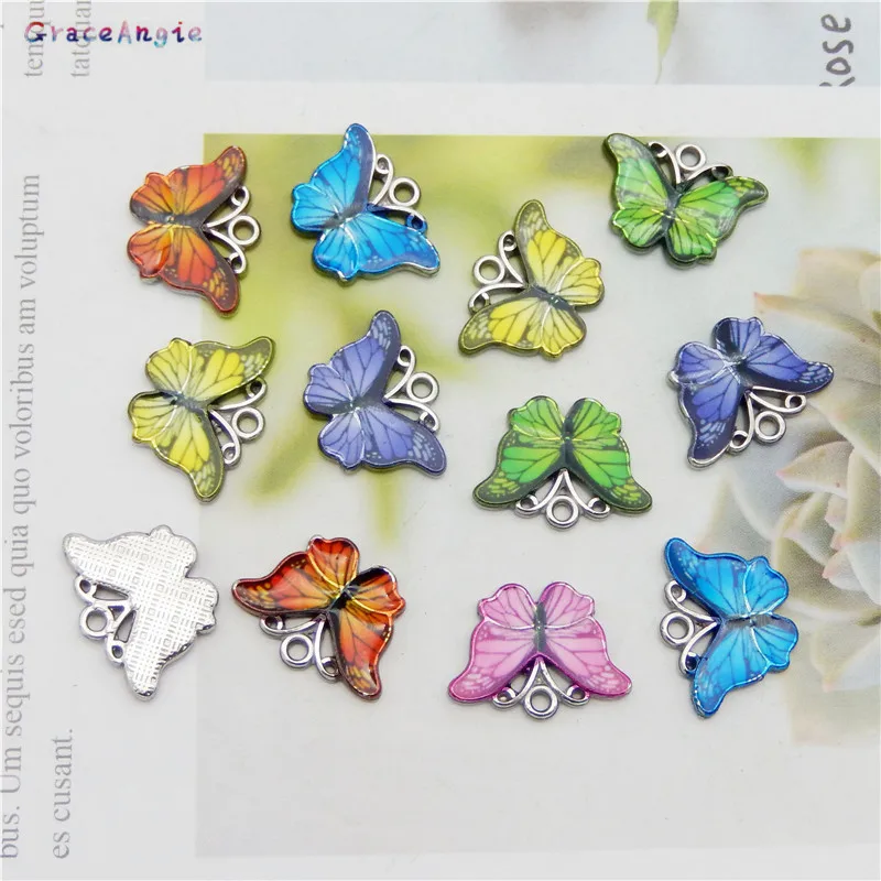 6tk Segu Butterfly Ripatsid Värvilise Emailiga Liblikas Võlu Väikeste Loomade Järeldused DIY Ehete Tarvikud Kõrvarõngad DIY Kingitus