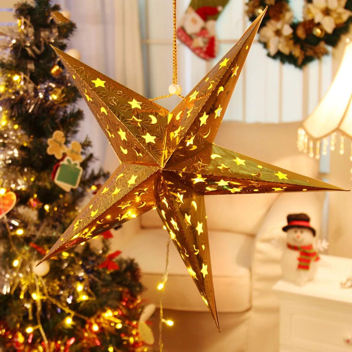 8PCS 30cm Õõnes Välja Star Pool Kaunistused Paber Star Laterna Dekoratiivsed Laternate Rippuvad Kaunistamiseks Pulmad Uus Aasta Jõulud
