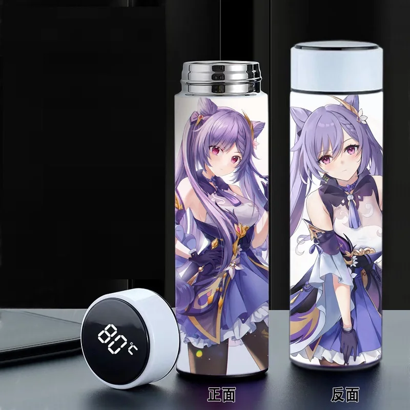 Anime Genshin Mõju Smart Roostevaba Terase Termilise Kruusid Isolatsioon Pudel LED-näidik Aruka Termosed Pudelid