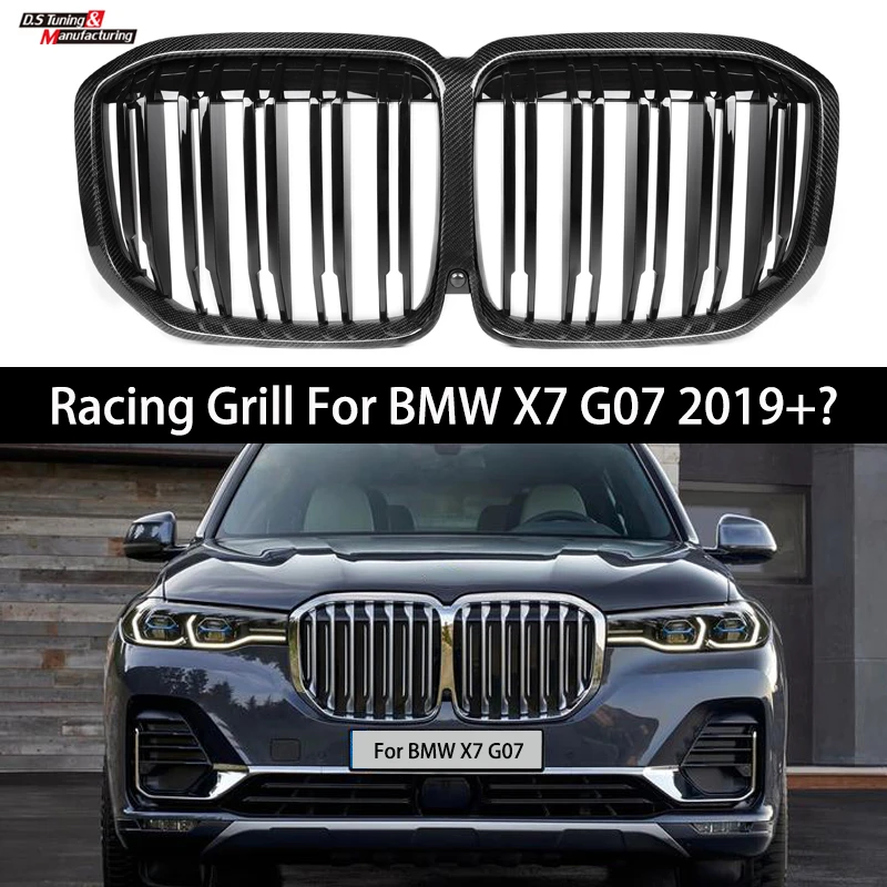 BMW X7 G07 2019-IN esistange Neeru Kapott Iluvõre süsinikkiust Sport Style M Performance Power Racing Car Styling Grillid