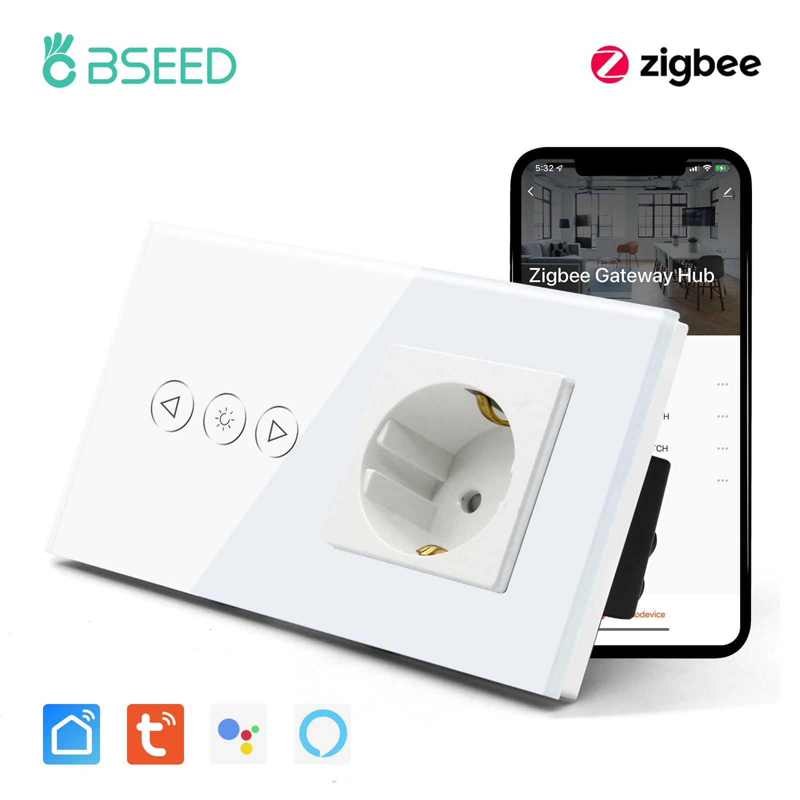 BSEED ZigBee Dimmer Lüliti Smart Intelligent Touch Valguse Lüliti Tavaline vooluvõrku Tuya Smart Elu APP Google Alexa Kontrolli