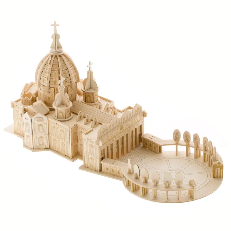 candice guo 3D puidust puzzle DIY mänguasja küljest tööd woodcraft kit hoone Saint Peter ' s Basilica Kiriku sünnipäev, Jõulud kingitus 1tk
