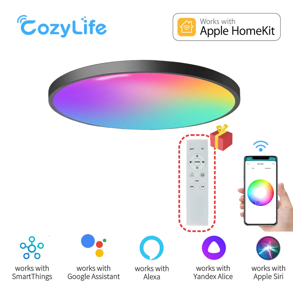 CozyLife HomeKit WiFi Lae Lamp Kaasaegseid Põhjamaade Ring Helepruuniga, Smart Juhitava Salongi Valgustus Tööd Alexa Google SmartThings