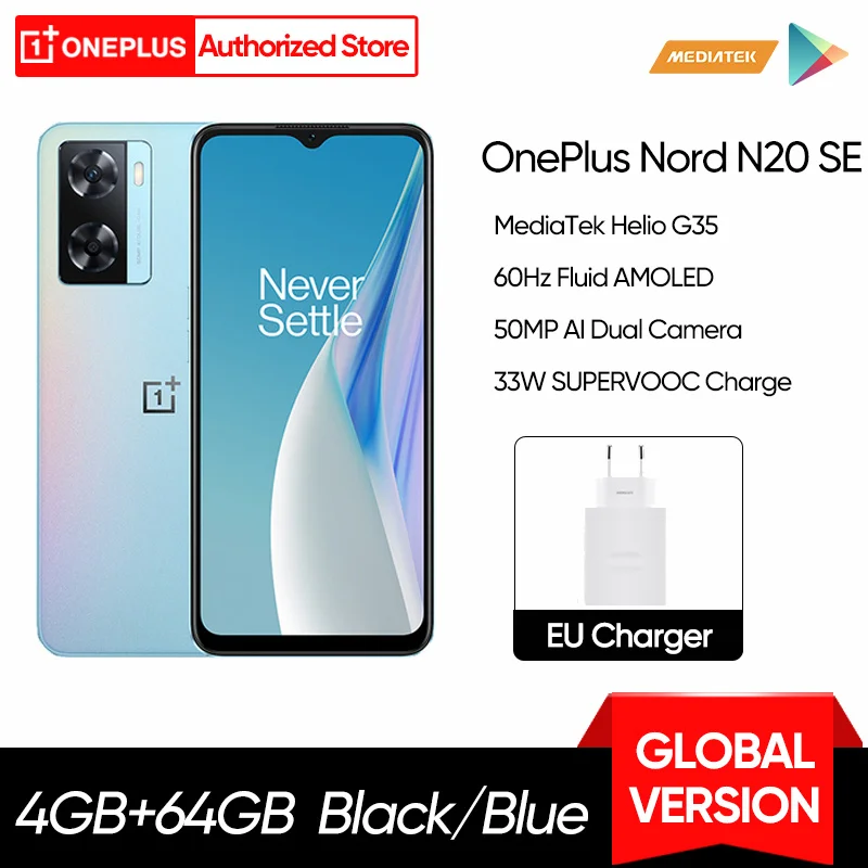 Globaalne Versioon OnePlus Nord N20 SE N 20 Nutitelefoni 4GB 64GB 33W SUPERVOOC 5000mAh 50MP Dual Camera 6.56