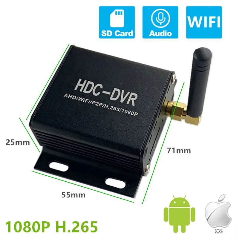 HQCAM 1080P Mini wifi 1ch Kanal Liikuva Auto AHD TVI CVI DVR Järelevalve Turvalisuse CCTV Diktofon MDVR H265 Toetada 256GB SD Kaart