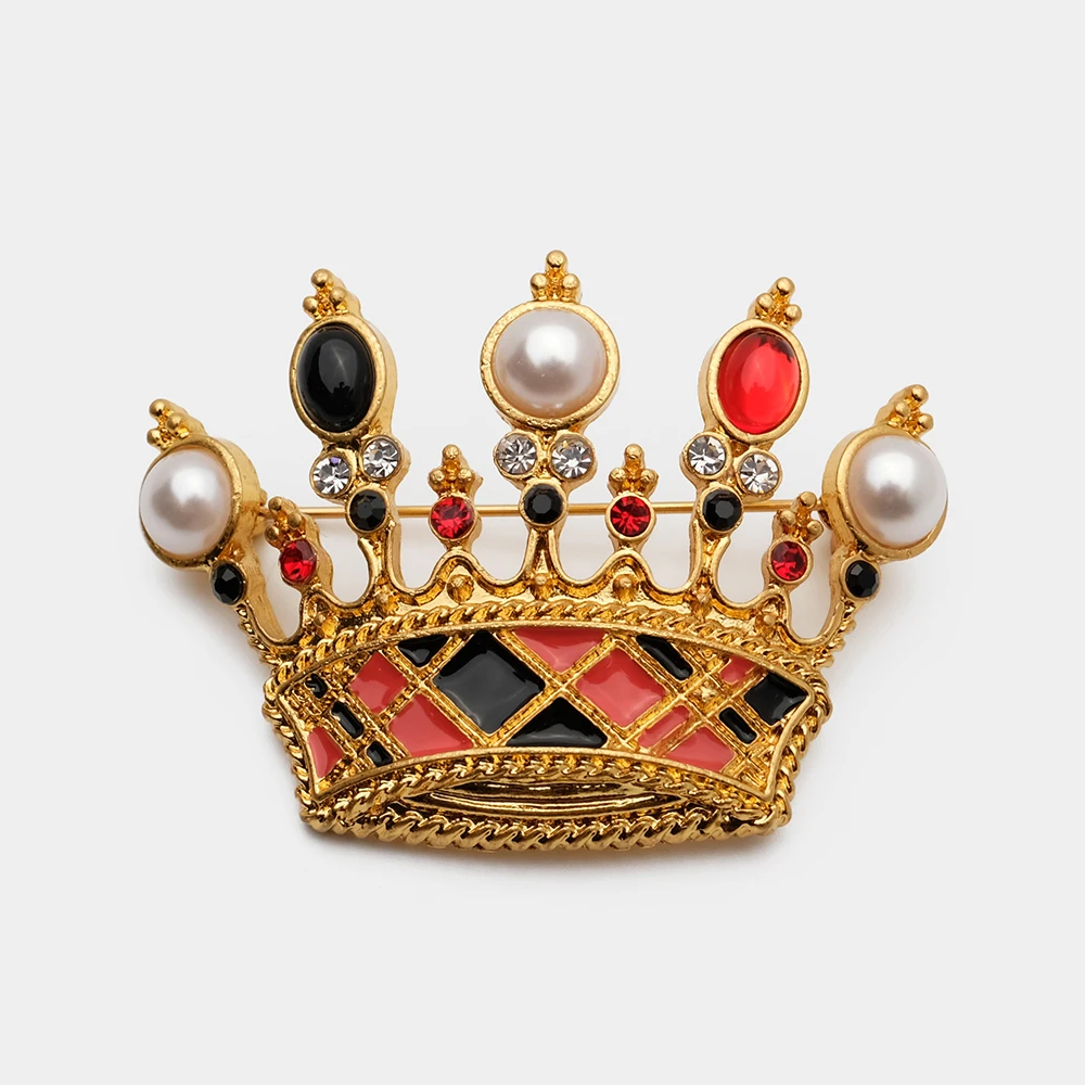 JBJD vintage crown luksus kunstlik pärl sõle barokk kuninganna kroon brooche lady rhinestone ehted tarvikud