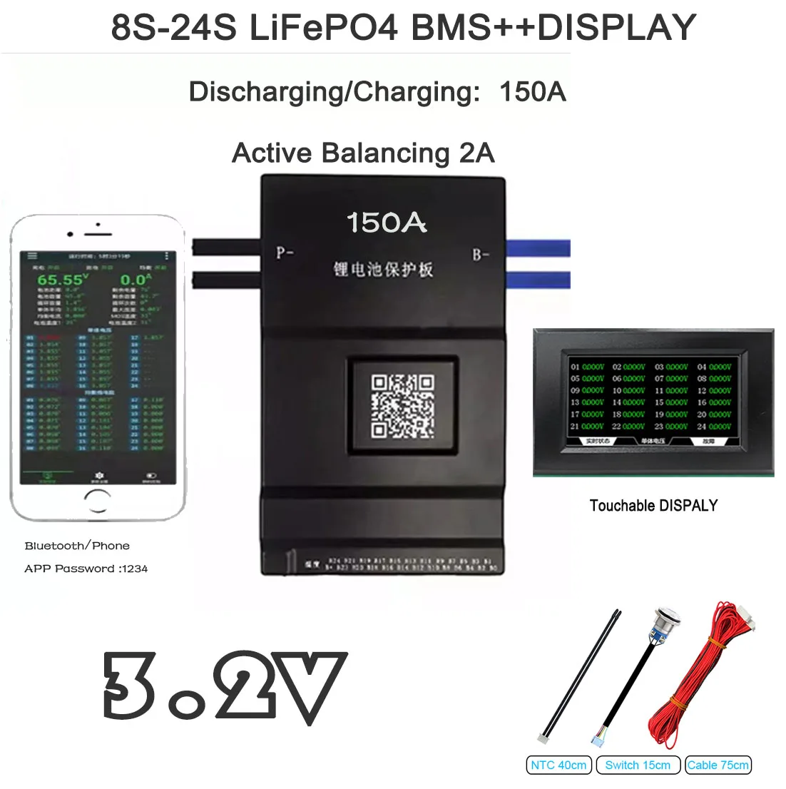 JK BMS LiFePo4 3.2 V 8S 12S 15S 16S 20S 21S 23S 24S Aktiivne Tasakaalustamine 2A Bluetooth RS485 SAAKSID 150A Tipp-300A ebike ecar