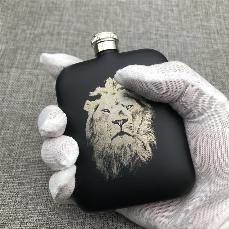 Kohandatud Hip Kolbi Diy Graveerida Oma Disaini Kuningas Lõvi Hunt Dragon 6 Oz 304 Roostevabast Terasest Kolvi Alkoholi-Viina, Veini Pudel