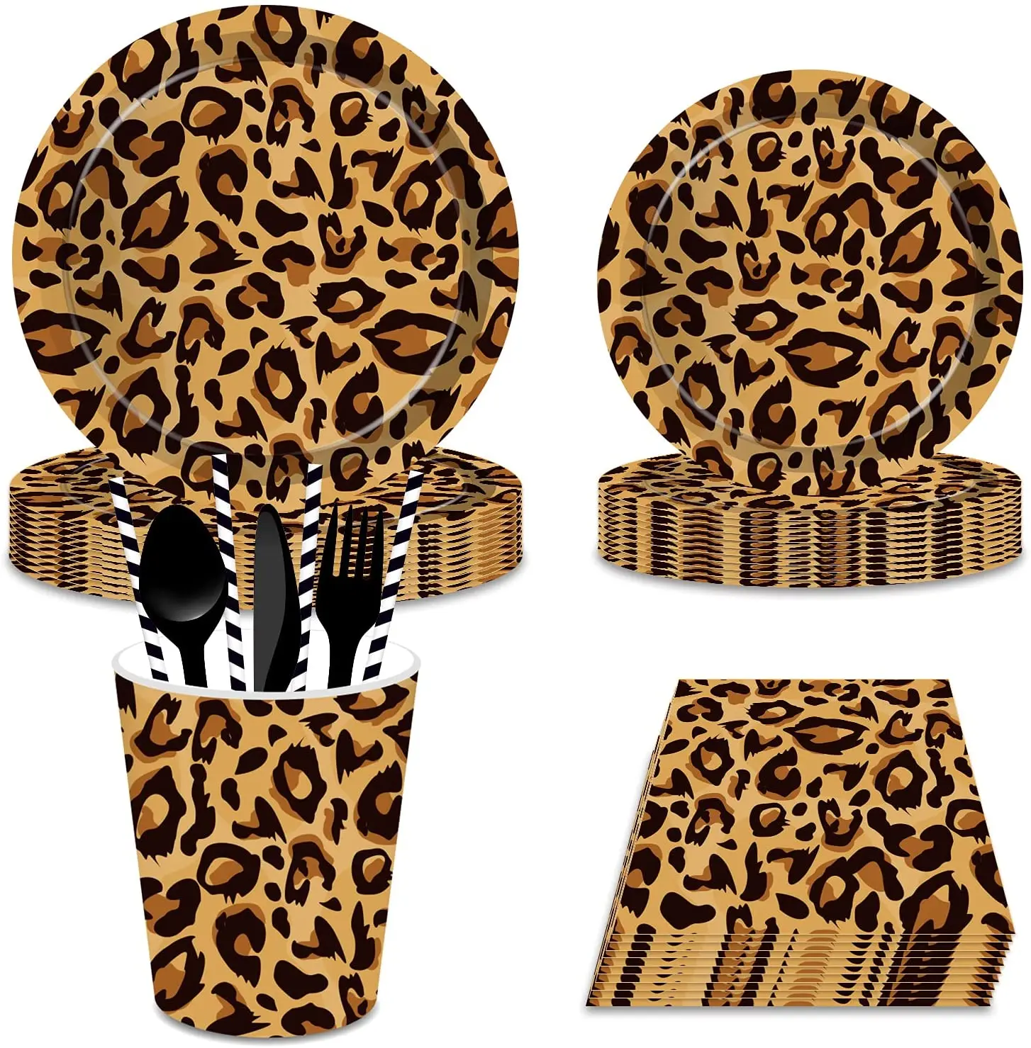 Leopard Printida Sünnipäeva Asjade Gepard Loomade Plaadid Tassi Salvrätikud Ballon Laudlina Lauanõude Komplekti Baby Shower Teenetemärgi