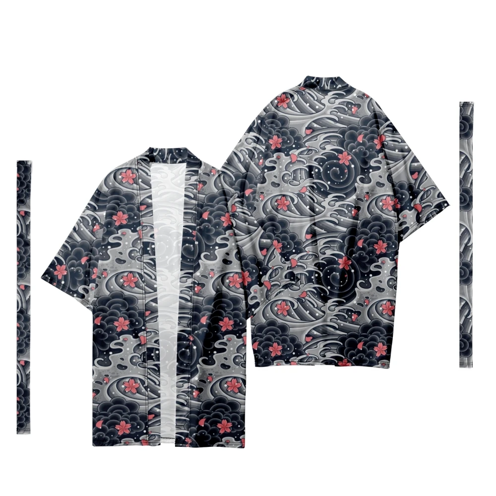 Meeste Jaapani Sakura Muster Pikk Kimono Jakk Meeste Samurai Kostüüm Kimono Traditsiooniline Kimono Särk Yukata Jope 9