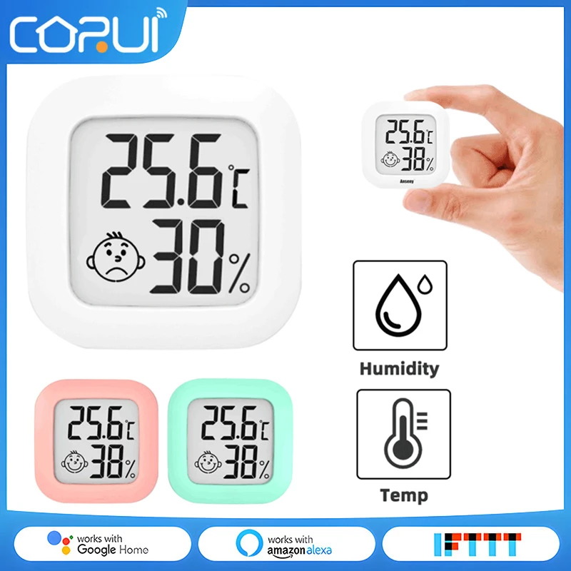 Mini Temperatuuri Ja Niiskuse Andur Termomeeter Emotsionaalne Sise Digitaalne Celsius/Fahrenheit Thermohygrometer CORUI