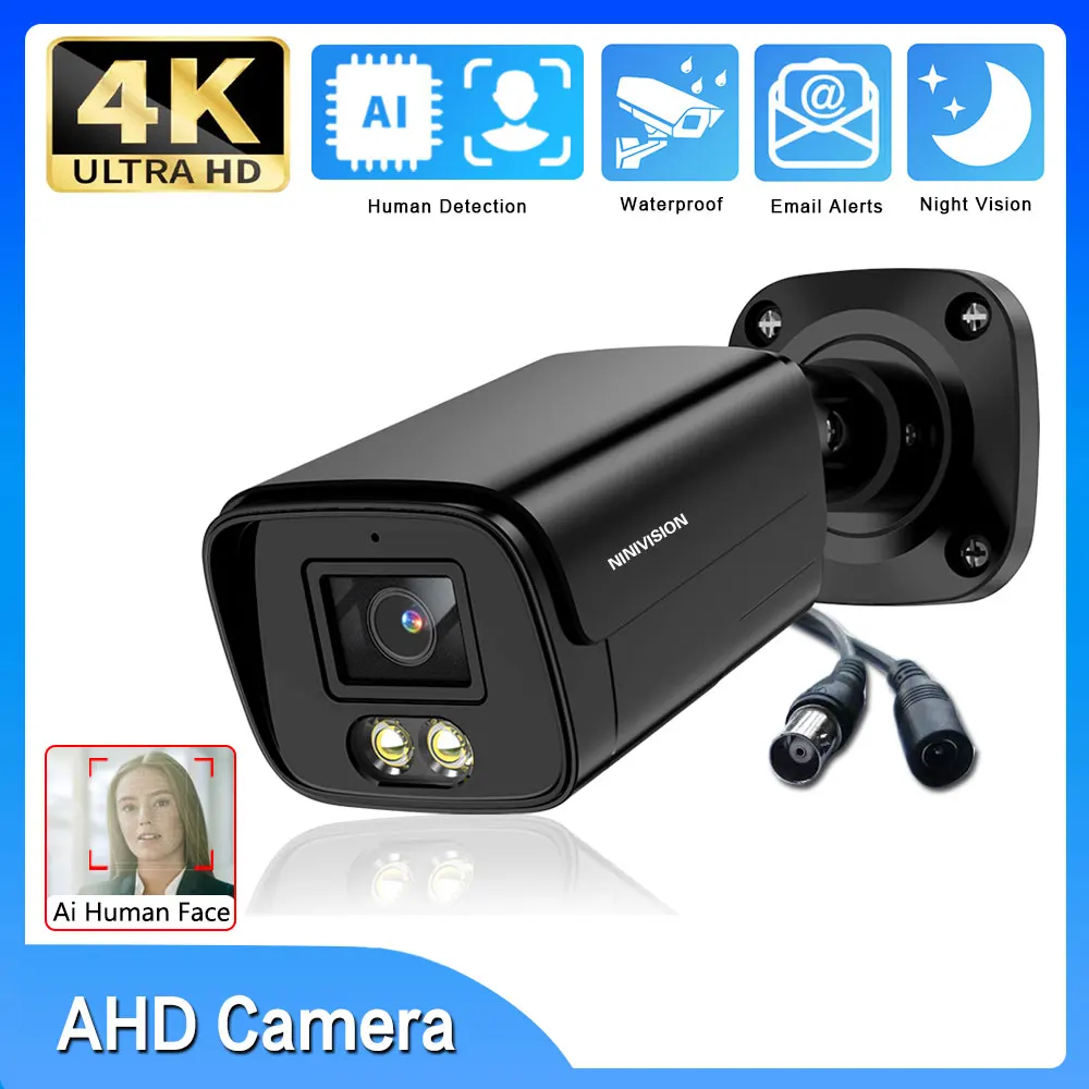 NINIVISION Täielik Värvi Öise Nägemise Turvalisuse Kaamera 4K IP66 Väljas AHD CCTV Video Valve Kaamera 8MP HD 5MP Bullet IP Cam