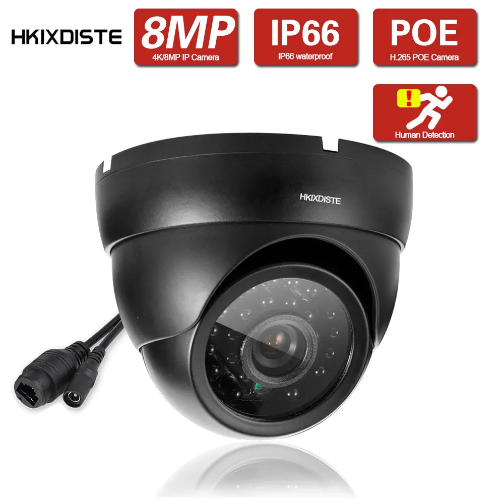 POE IP-Dome Kaamera 8MP 4K Kodu Tänav Veekindel Turvalisuse liikumistuvastus Siseruumides CCTV Video Valve Kaamera IR-CUT Filter