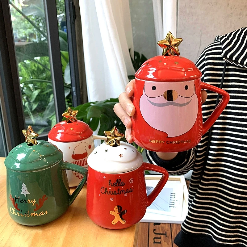 Põhjamaade Keraamiline Tass Korea Stiilis Kruusid Christmas Cup Cartoon Kohvitass Loominguline Santa Claus Tassi Piima Kruusid Jõulud Armastavad Kingitusi