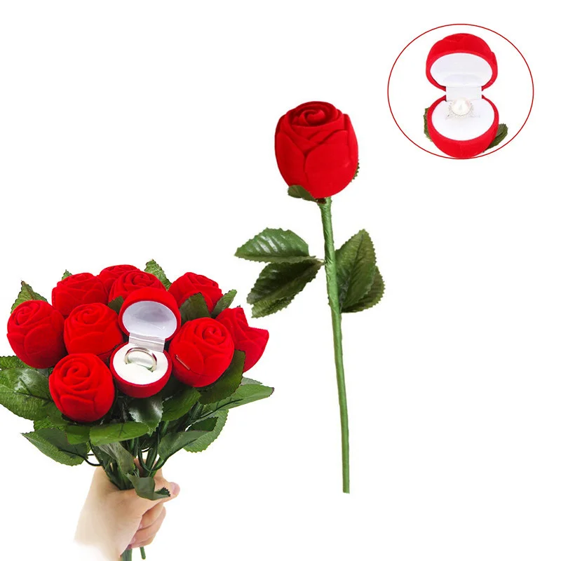 Romantiline Pulm Ringi Omanik Velvet Ringi Karp koos Lille Vars Punane Roos Ehted Kasti Pulmad Engagement Ehted Pakend Juhul, 1tk