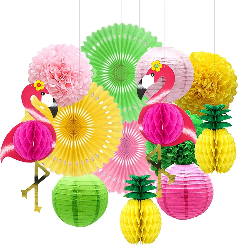 Roosa Flamingo Paberile Laternate Partei Teenetemärgi paberiga Fänn Lilled Ananassi Lille Pall Pulmad Suvel Sünnipäev