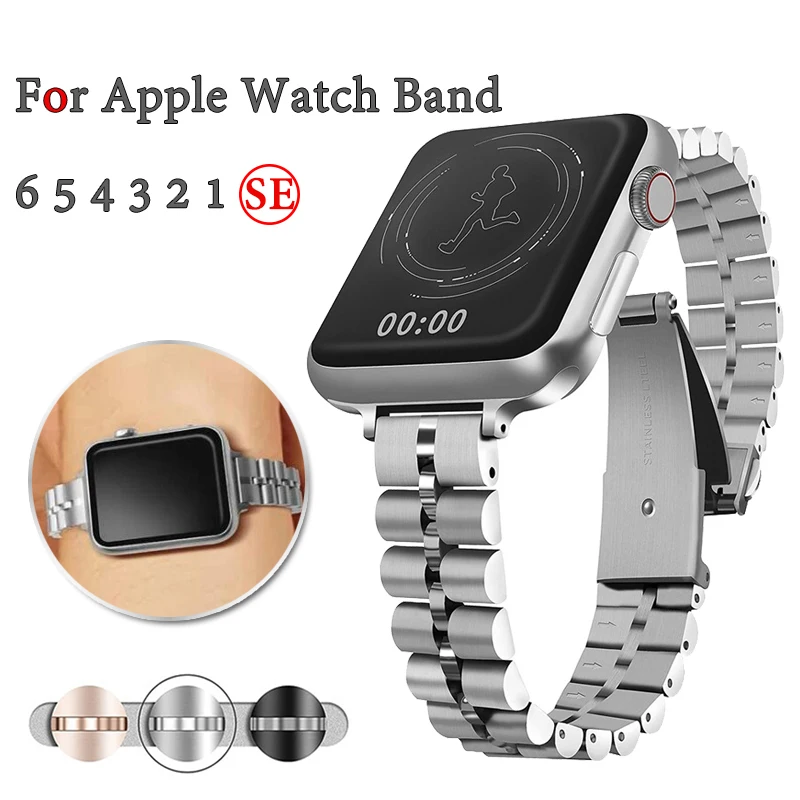 Roostevabast Terasest Rihm Apple Watch Band 7 45mm 44mm Brändi iwatch seeria 6 se 5 4 3 2 41mm Watchband Käevõru Vahend Tarvikud