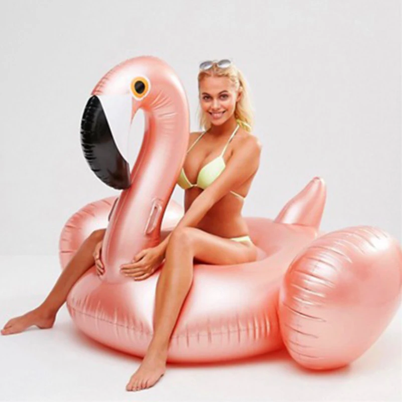 Rose Gold 150cm Hiiglaslik Täispuhutav Flamingo Basseini Ujuma Uusim Roosa Sõita Ujumine Ringi Täiskasvanutele Suve Vee Puhkus Pool Mänguasi