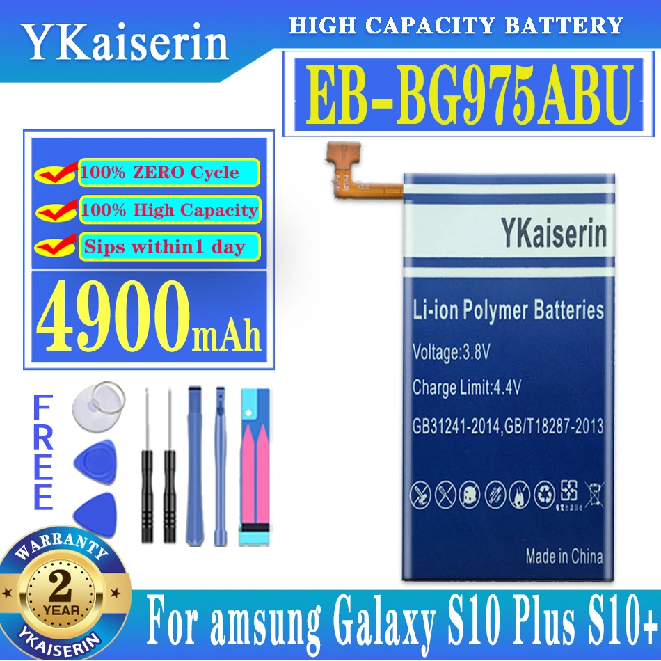 (S10 Plus) EB-BG975ABU 4900mAh Originaal YKaiserin Aku Samsung Galaxy S10+ S10 Plus SM-G975F G975U G975W G9750 Batteria