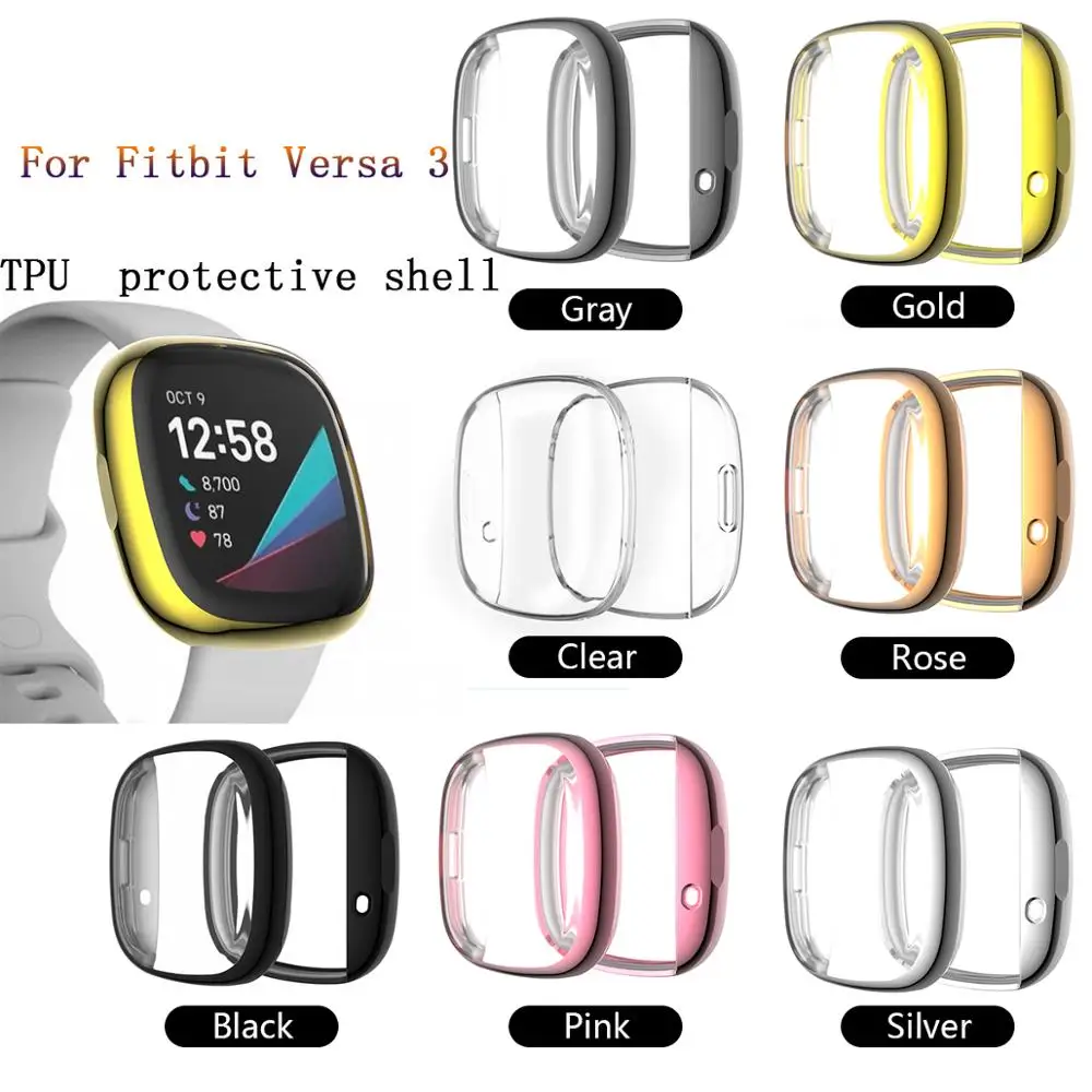 Screen Protector puhul Fitbit Vastupidi 3/ Mõttes Ultra Slim Pehme TPU Smart Watch Kaas Fitbit Versa3 Kaitsva Kaitseraua Kest