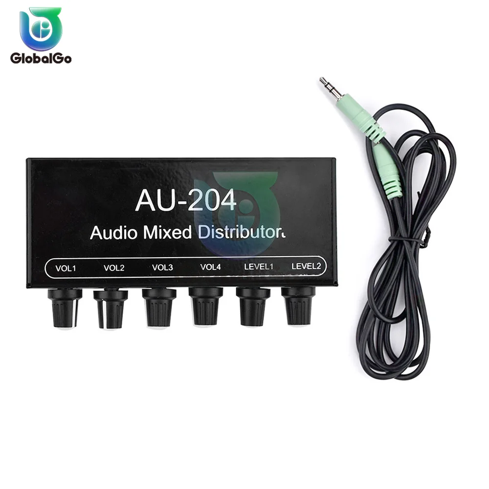 Stereo-Audio-Mixer Turustaja Signaali Lüliti vahetaja 2 Sisend 4 väljund aux-in 3,5 MM Individuaalselt Kontrollib Kõrvaklappide Võimendi