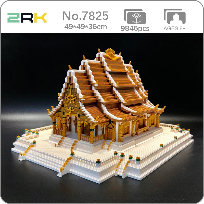 ZRK 7825 Maailma Arhitektuuri Tai Bangkok Grand Palace Mudel DIY Mini Diamond Plokid, Tellised Hoone Mänguasi Lastele nr Box