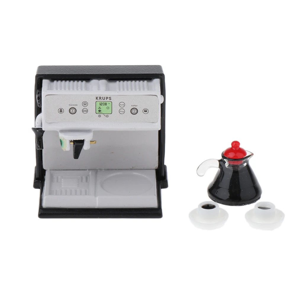 1/12 Skaala Coffee Maker Machine Veekeetja Tassi Komplekt köögiriistad jaoks Nukumaja Elu Stseene Decor, Lapsed Teeselda Mängida Mänguasi