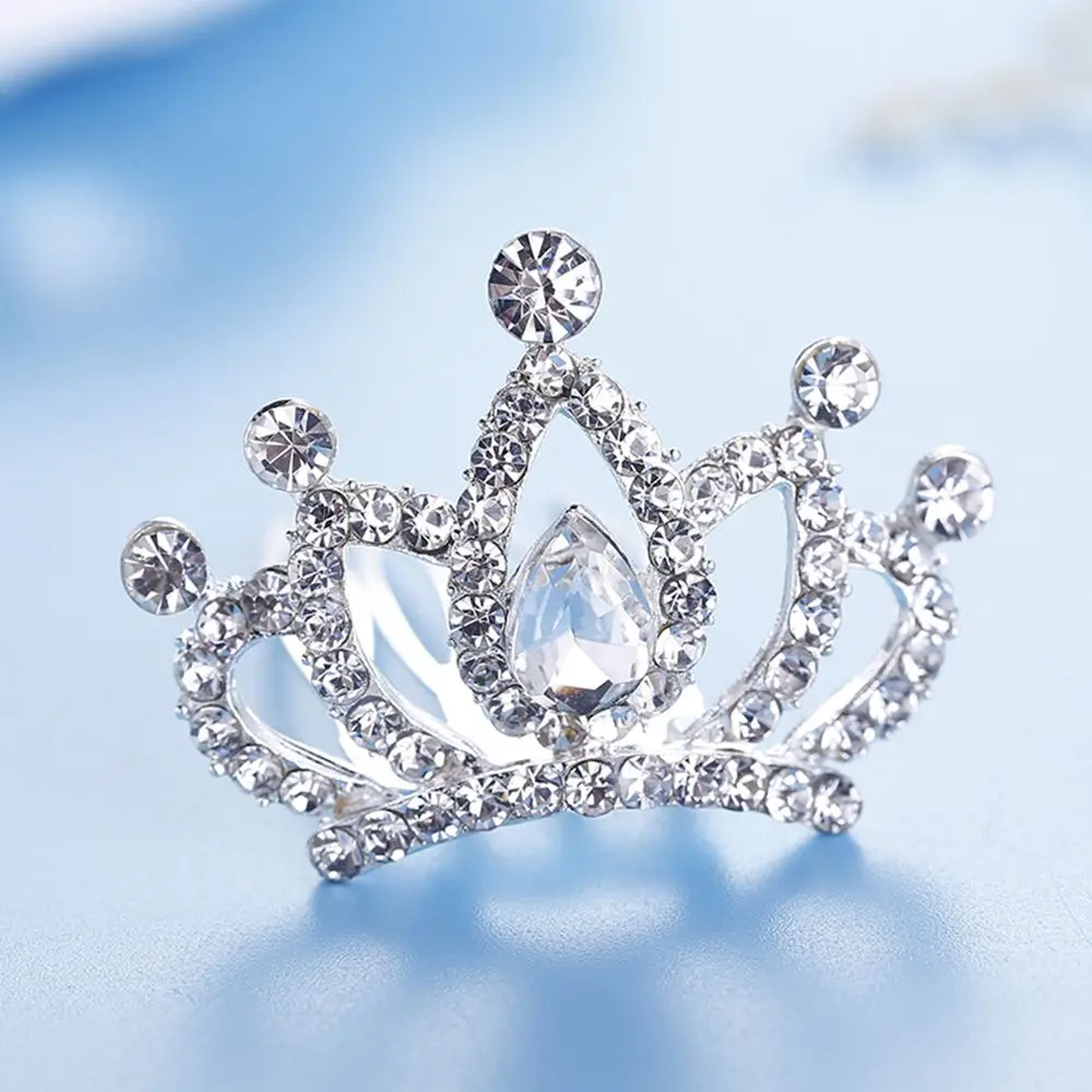 1tk Mood Mini Crystal Rhinestone Printsess Crown Juuste Kamm Sünnipäeva Kingitus Tiaras Tüdrukute Lapsed Juuksed Ehted Tarvikud