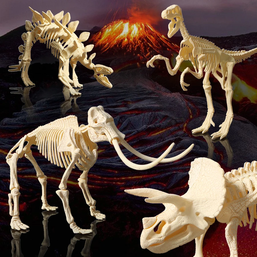 3D Kaevetööde Komplektid,dinosaurus Mammut,Triceratops,Velociraptor,Stegosaurus skelett avastada koguda Puzzle Mudel komplektid komplektid