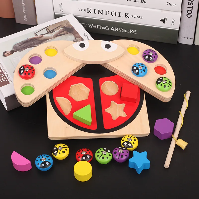 3in1 lepatriinu imelisi mänguasi kalapüügi mänguasjad lastele magnet plokid kuju sobitamine montessori värv õppe eductional kingitus