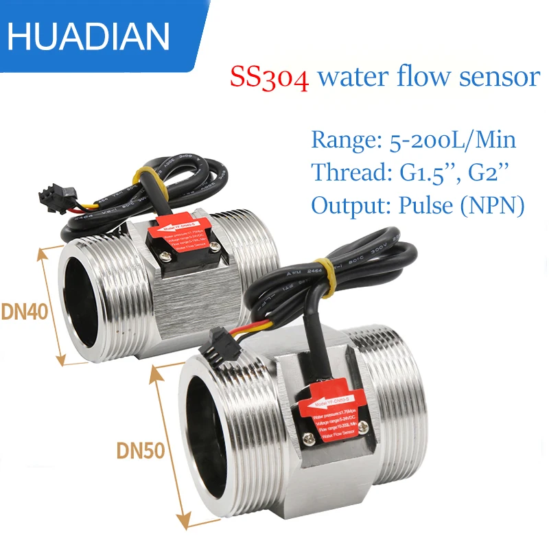 5-200L/Min DN50 Lõng-Hall Efekt SS304 Vee Mikro-Flow Sensor Roostevabast Terasest Impulsi Turbiini Vooluhulgamõõturi