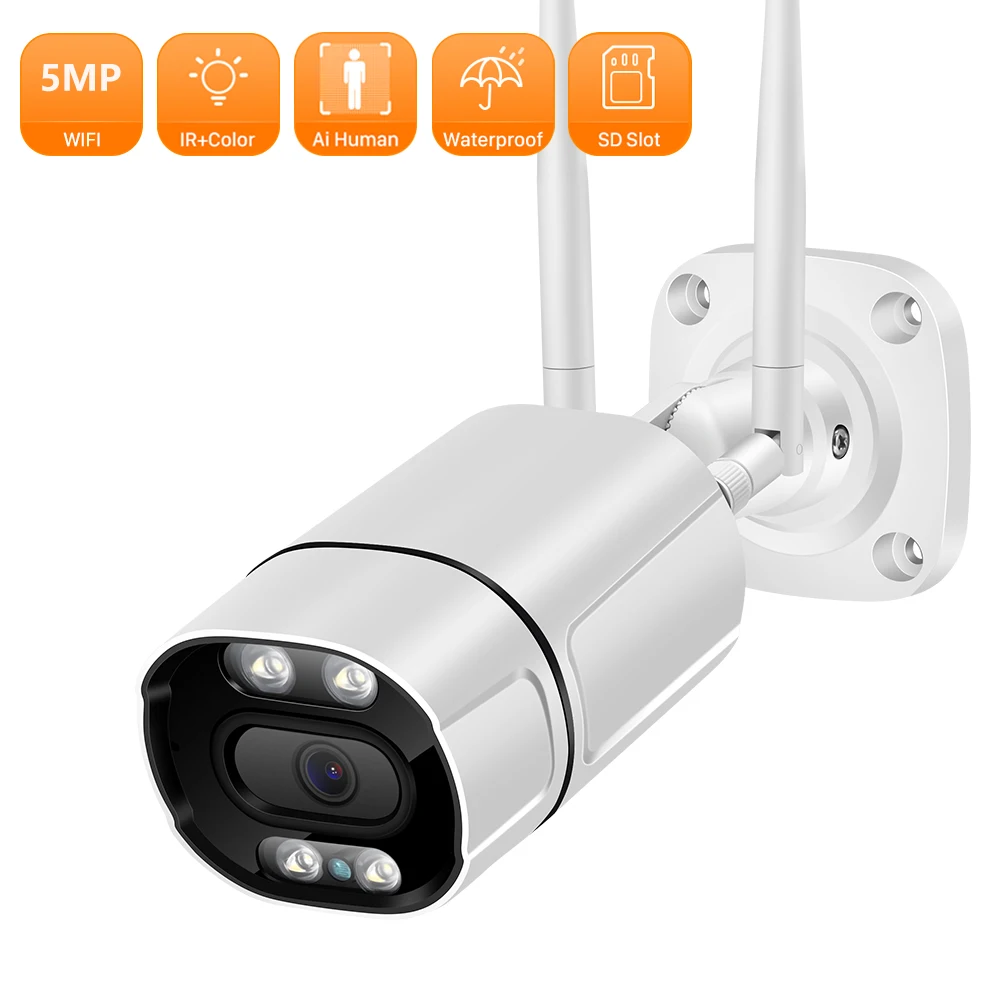 5MP Traadita IP Kaamera Värv Öise Nägemise Auto Alert Monitor Audio Mikrofon P2P Smart Home CCTV Kaamera videovalve