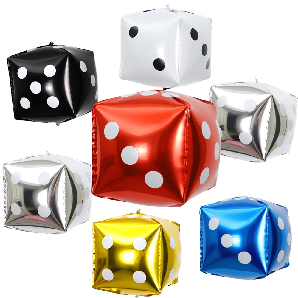 5tk Täringut Õhupalli 18cm Cube Täringut Alumiinium Foolium Balloosn Kasiino Õhupallid mängukaardid Teemastatud Õhupallid Las Vegas Pool Decortion