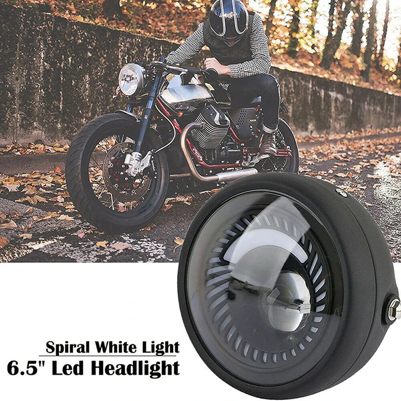 6.5 tolli Mootorratta Esitulede LED Ring Pea Lamp Spiraal High / Low Beam Raiumis-Cafe Racer Bobber Raiumis фара на мотоцикл