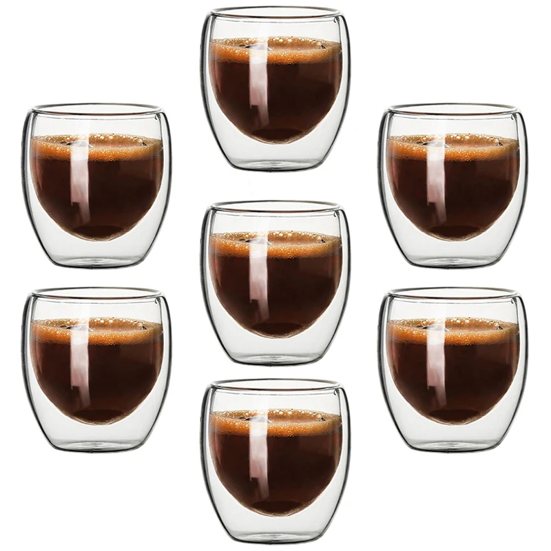 80ML Kahekordse Seina Klaas Tass Läbipaistev Käsitöö kuumakindel Tee Juua Tassi MINI Whisky Karikas 100 celsiuse järgi Espresso Coffee Cup