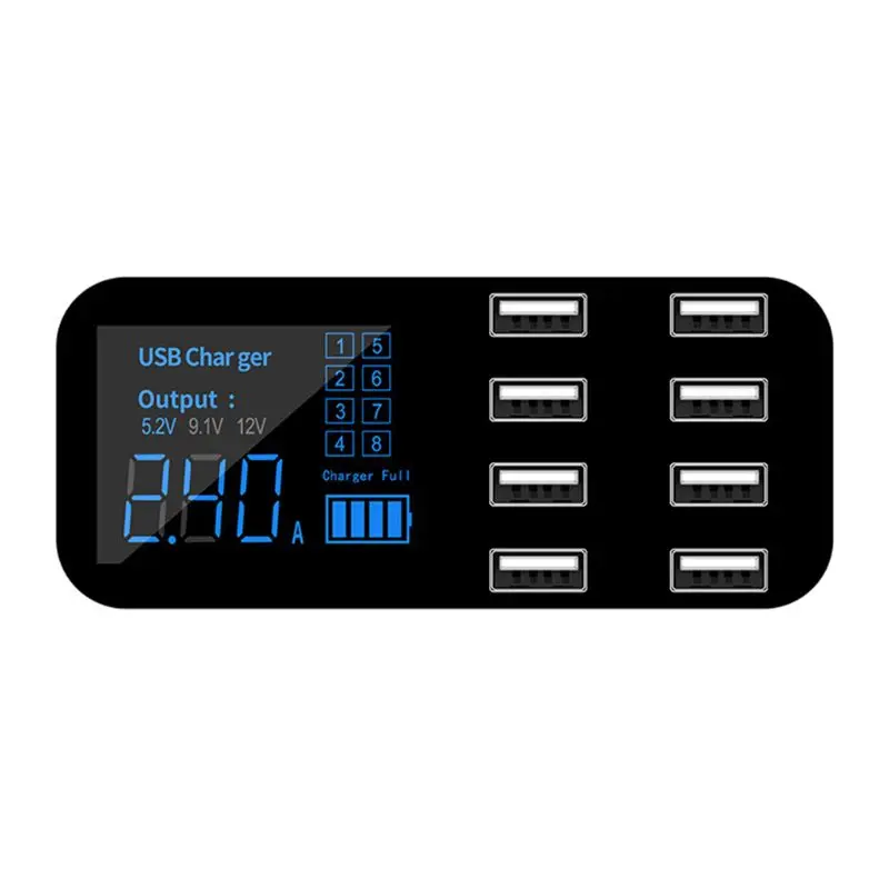 A9S Kiire Auto Laadija 8 Port Multi USB-LCD Ekraan Telefoni Laadija 12V Aku Laadija USB-Hub Telefoni Tabletid DVR GPS