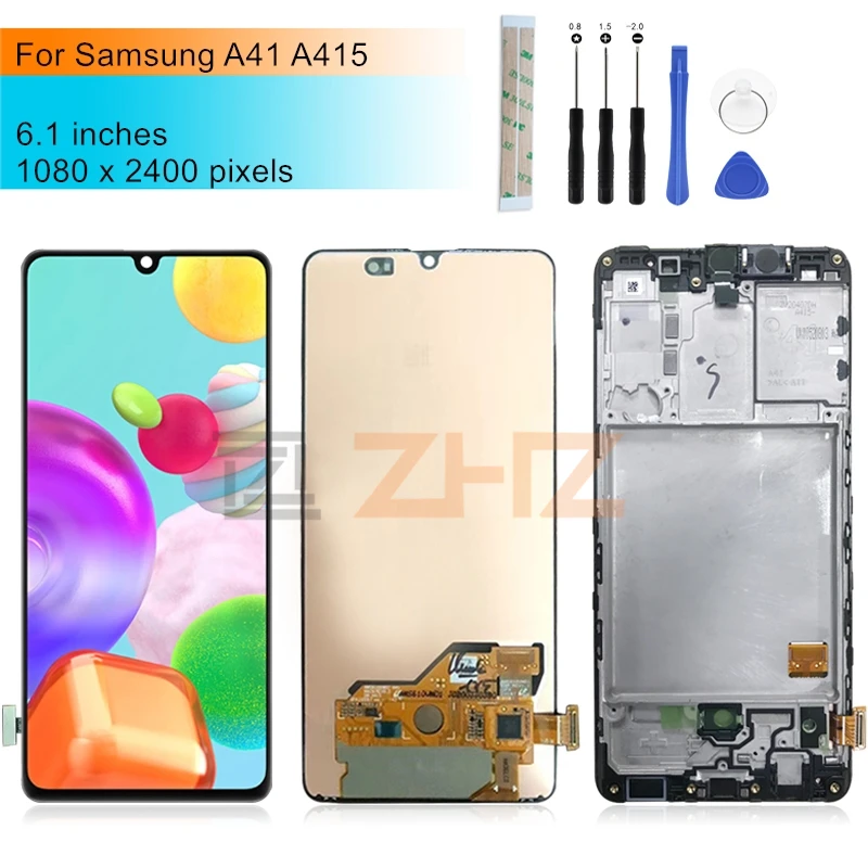 AMOLED Samsung Galaxy A415 LCD Ekraan A41Touch Digitizer Ekraan Assamblee SM-A415F/DSN asendamine varuosade 6.1