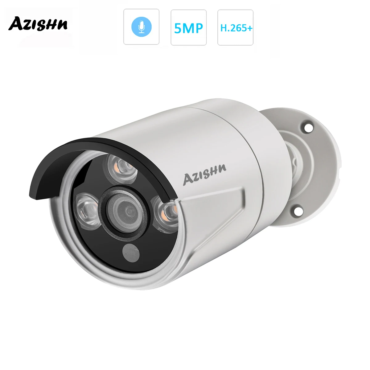 AZISHN H. 265+ Bullet IP Kaamera 5MP SONY IMX335 Infrapuna Turvalisuse Audio Väljas IP66 Metallist näotuvastus POE/DC AZ-IP603-NII
