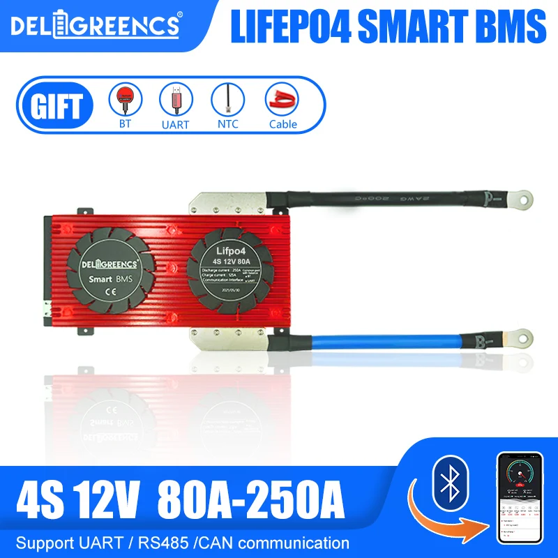 Bluetooth Smart BMS 4S 150A 200A 250A LiFePO4 Aku BMS 14,6 V Aku koos Bluetooth-SAAB communicatio UART RS485