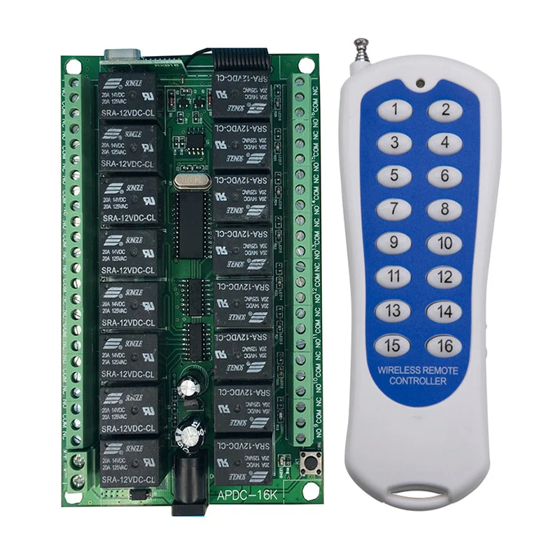 DC 12V 16 Kanalite 16CH RF Wireless Remote Control Switch Remote Control System vastuvõtja, saatja 16CH Relee 315/433 MHz