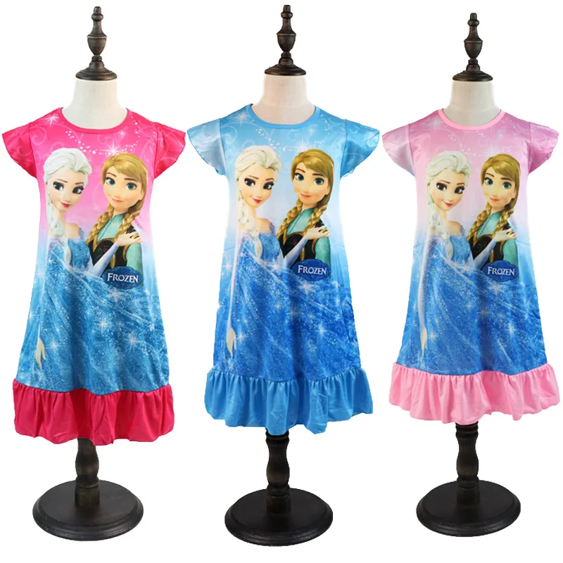 Disney Printsessid Kleit Tüdruk Suvel Külmutatud Lapsed Riided Anna Elsa Laste Pidžaama Sünnipäeva Kleidid Vabaaja Kostüüm 3 8 Y